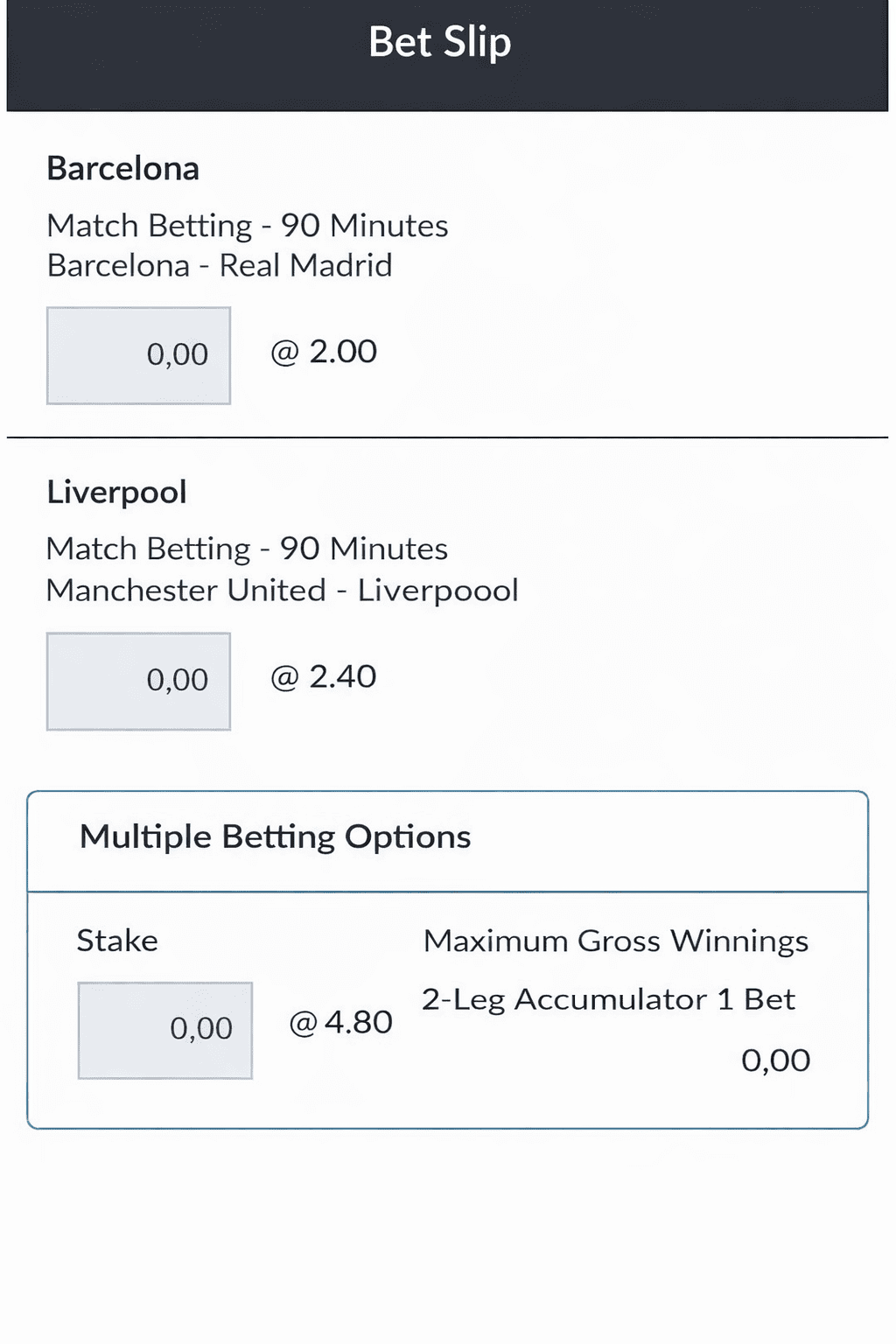 Accumulator Bet Example