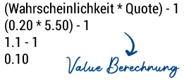 Value Berechnung bei Kelly Formel